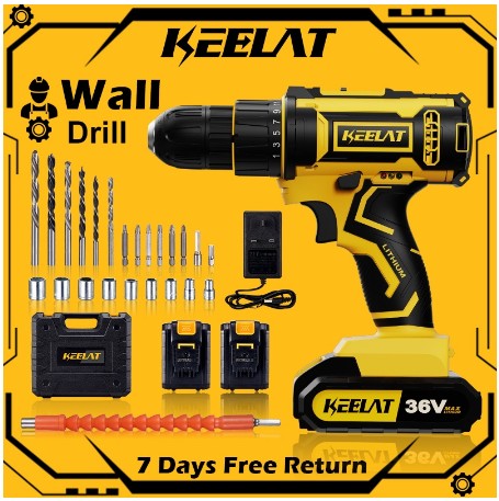 KEELAT 29 Pcs Set Cordless Drill Driver Kit Hand Drill 2